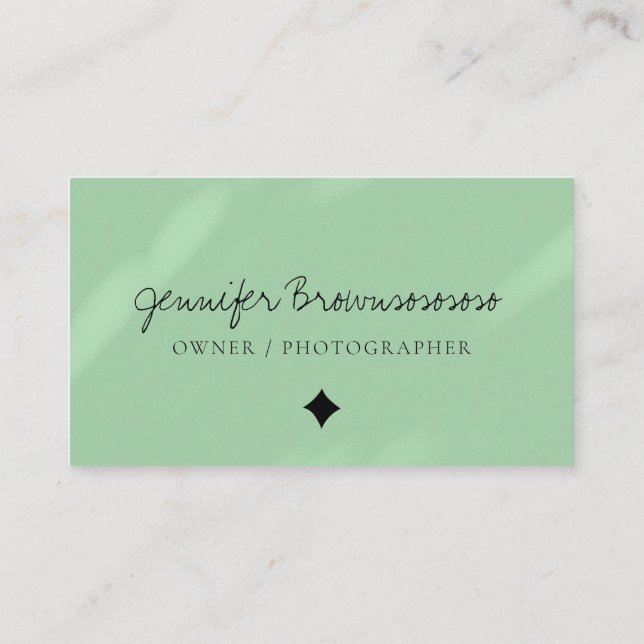 Green Pool Modern Color Handwritten Social Media Business Card (Back)
