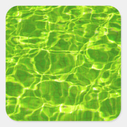 Green Pool Water Patterns Neon Colorful Bright Square Sticker