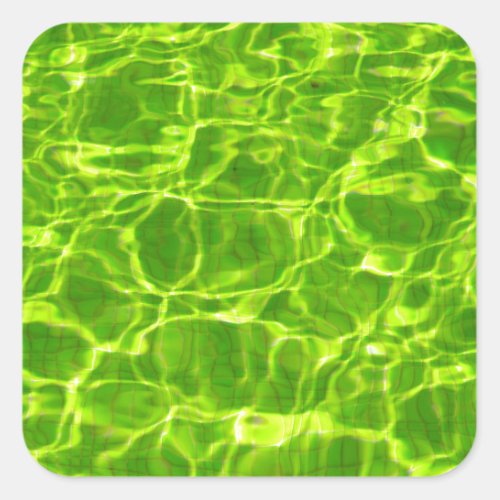 Green Pool Water Patterns Neon Colorful Bright Square Sticker
