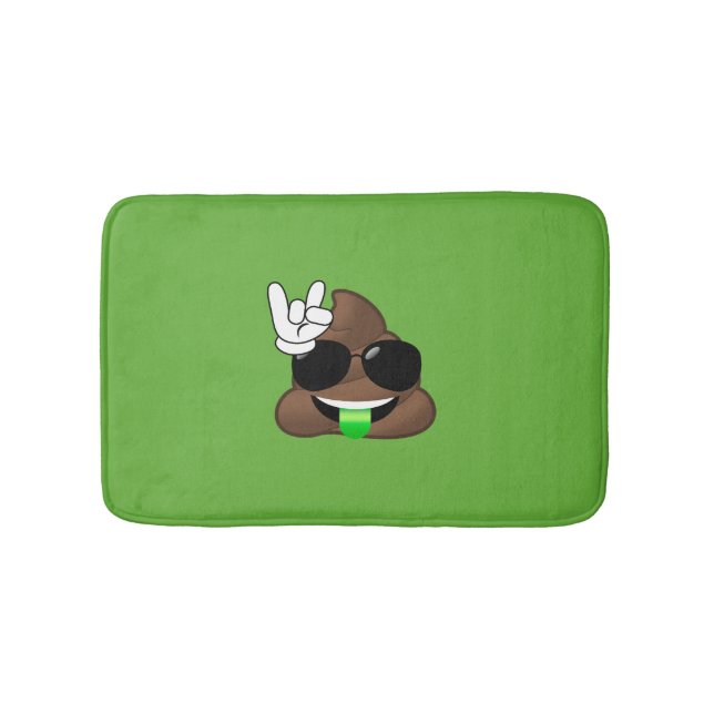 Green Poop Rock On Emoji Bath Mat (Front)