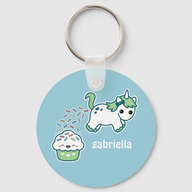 Green Pooping Unicorn Keychain (Front)