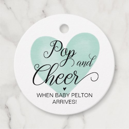 Green Pop and Cheer Baby Shower Favor Tag