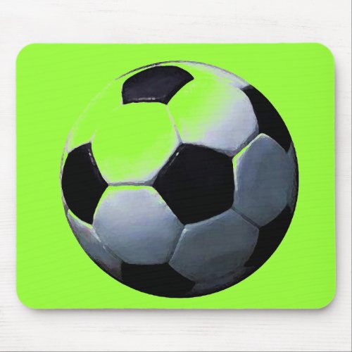 Green Pop Art Soccer Ball Mousepad