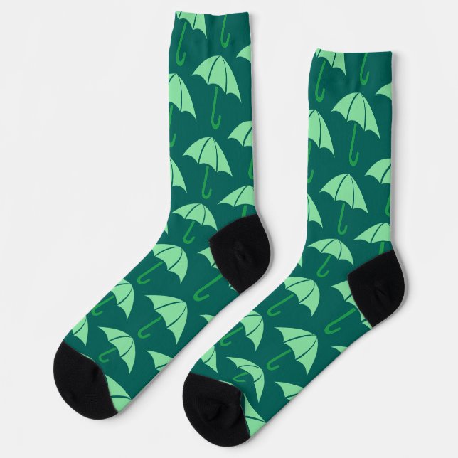 Green Pop Art Umbrella Pattern Socks (Left)