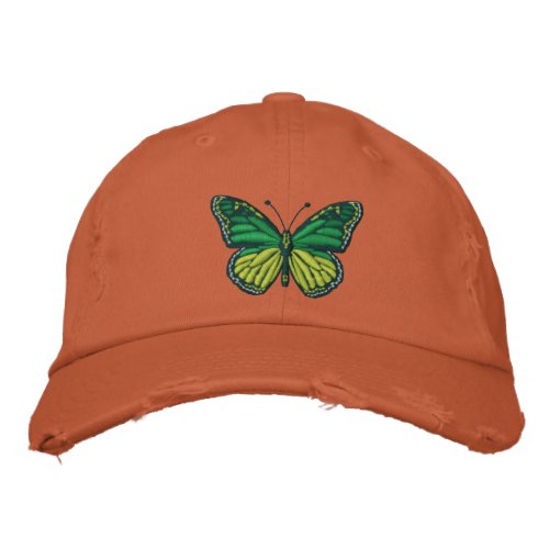 Green Pop Monarch Butterfly Embroidered Baseball Hat