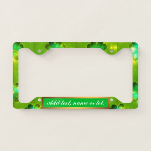 Green Popular St Patricks Day Clover Collection License Plate Frame