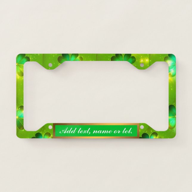 Green Popular St Patrick's Day Clover Collection License Plate Frame (Front)