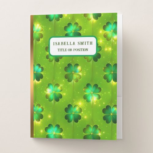 Green Popular St Patricks Day Clover Collection Pocket Folder