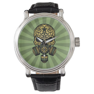 Green Post Apocalyptic Sugar Skull Watch