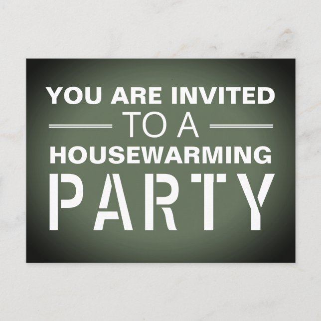 Green Poster Housewarming Party Invitation Postcard (Front)