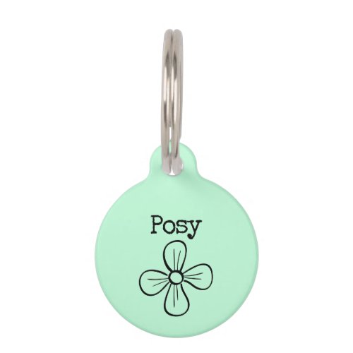 Green Posy Flower Pet ID Tag
