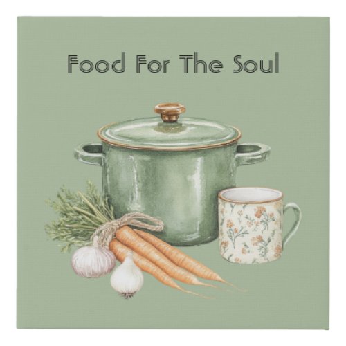 Green Pot Carrots Faux Canvas Print