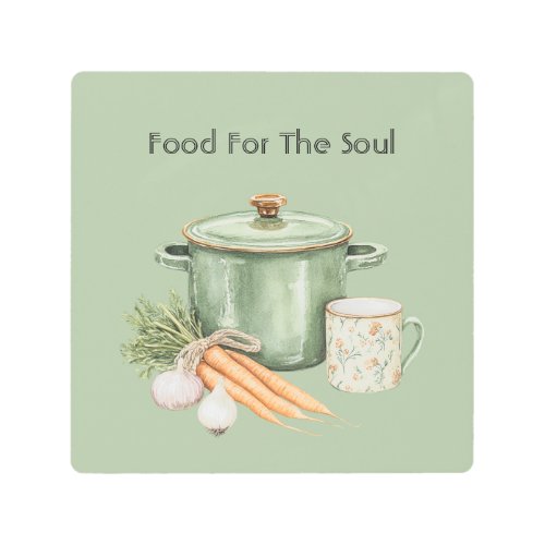 Green Pot Carrots Metal Print