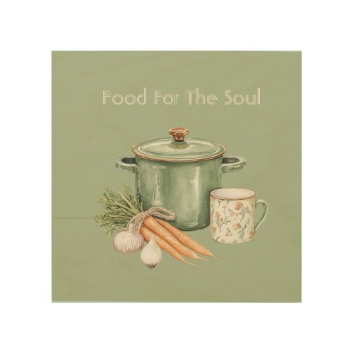 Green Pot Carrots Wood Wall Art