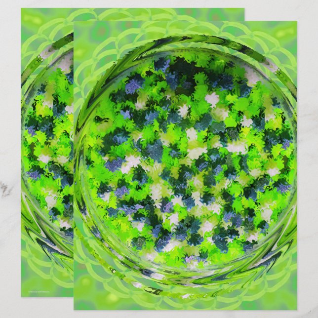 Green Potpourri Scrapbook Paper 2-Sided Page (Front/Back)