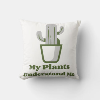 Green Potted Cactus Throw Pillow