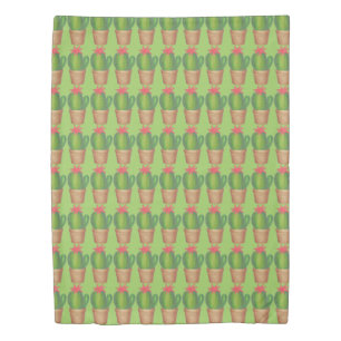 Green Potted Plant Cactus Flower Cacti Gardening Duvet Cover