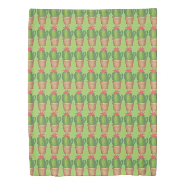 Green Potted Plant Cactus Flower Cacti Gardening Duvet Cover (Front)