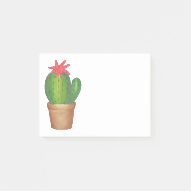 Green Potted Plant Prickly Cactus Flower Garden Post-it Notes (Front)