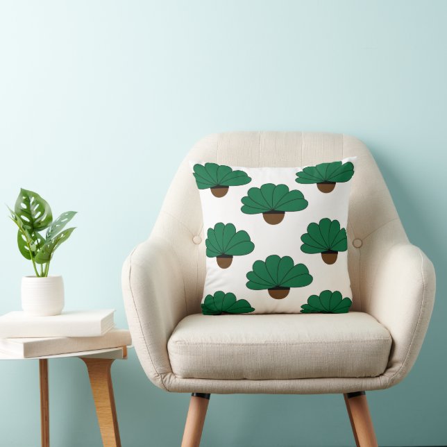 Green Potted Plants Throw Pillow (Chair)