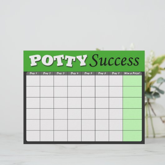 Green Potty Training Success Charts (Standing Front)