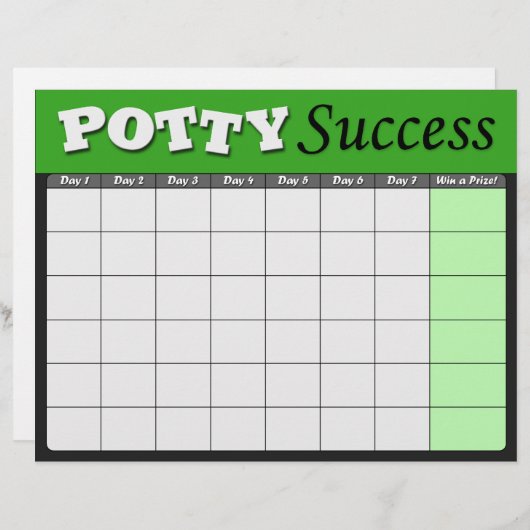 Green Potty Training Success Charts (Front/Back)