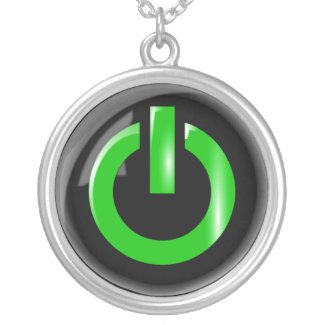 Green Power Button Necklace necklace