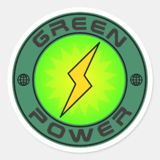 Green Power Classic Round Sticker