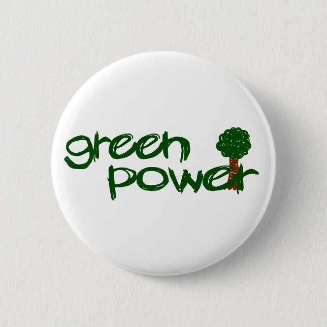 Green Power Pinback Button (Front)