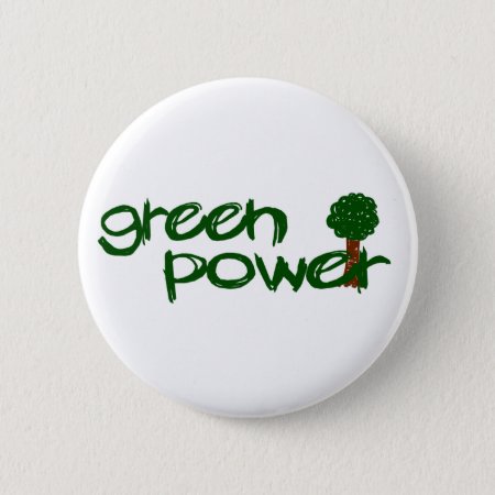 Green Power Pinback Button