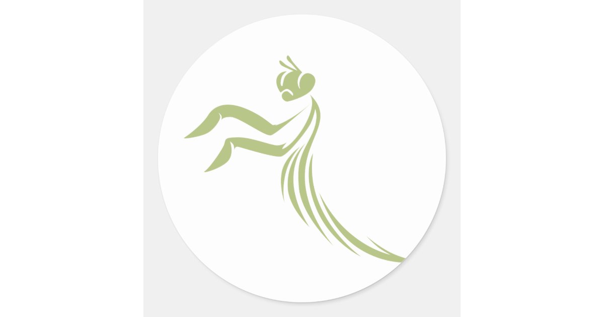 Green Praying Mantis Logo Classic Round Sticker | Zazzle.com