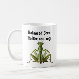 Green Praying Mantis Yoga Personalized Coffee Mug
