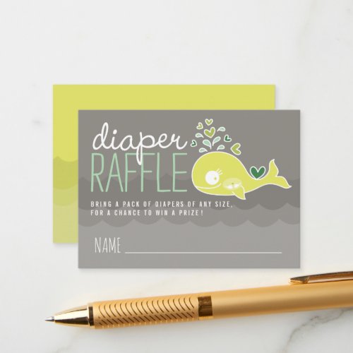 Green Pregnant Mommy Whale Diaper Raffle Tickets Enclosure Card