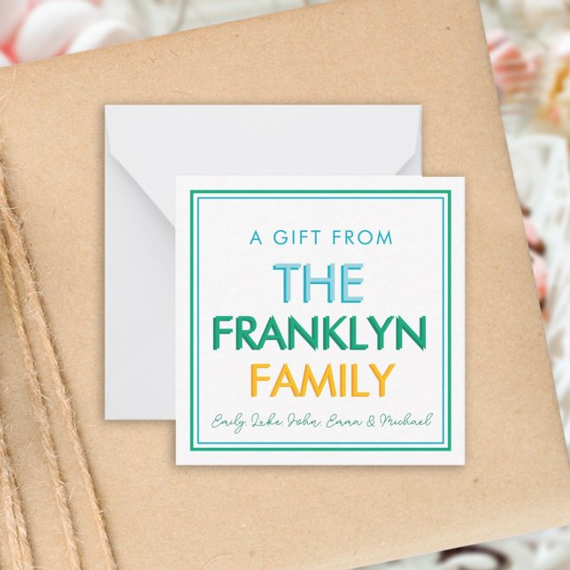 Green Preppy Personalized Family Gift Enclosure Note Card (Creator Uploaded)