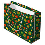Green Presents Candy Cane Ornaments Large Gift Bag