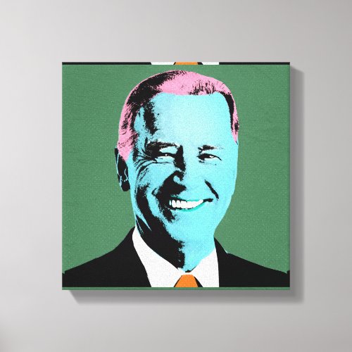 Green President Biden Pop Art Canvas Print