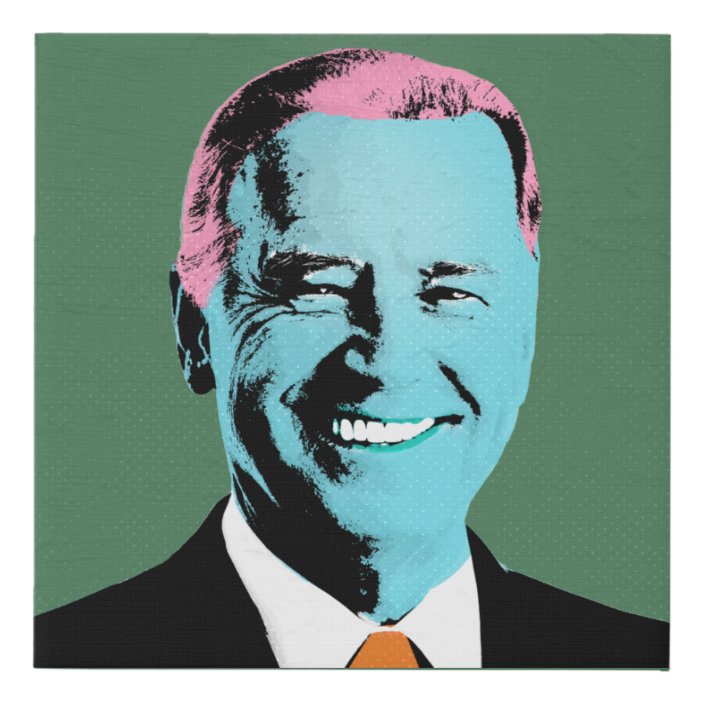 Green President Biden Pop Art Faux Canvas Print | Zazzle.com