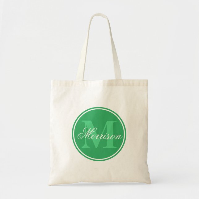 Green Prestige Monogram Tote Bag (Front)
