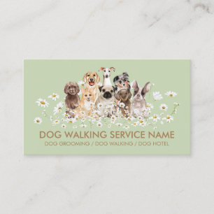 Green Pretty Dogs in Daisies Business Card