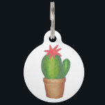 Green Prickly Cactus Flower Potted Plant Succulent Pet ID Tag<br><div class="desc">Pet tag features an original marker illustration of a potted green cactus with a blossom on top. Simply personalize with your pet's name and your contact information for a one-of-a-kind look!

Don't see what you're looking for? Need help with customization? Contact Rebecca to have something designed just for you.</div>