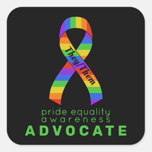 Green Pride Equality Awareness Black Square Sticker