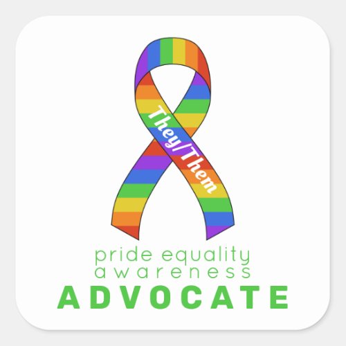 Green Pride Equality Awareness White Square Sticker