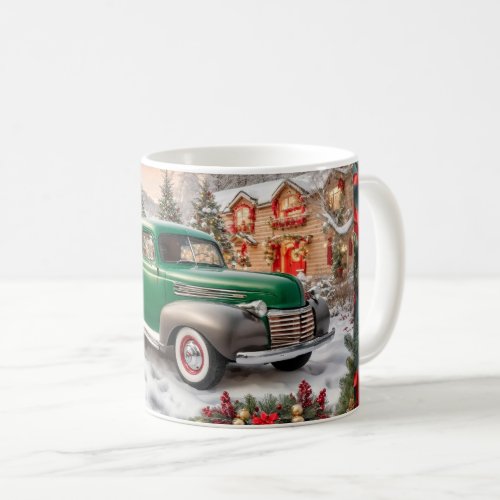 Green  Primer Gray 1950s American Pickup Truck Coffee Mug