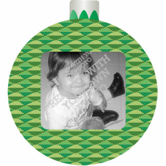 Green Printed Christmas Ball Photo Ornament Frame