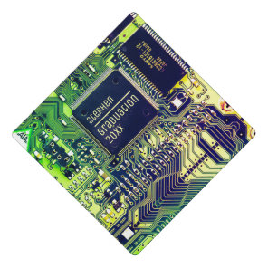 Green printed circuit board • Geek electronic PCB  Graduation Cap Topper