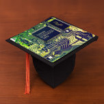 Green printed circuit board • Geek electronic PCB  Graduation Cap Topper<br><div class="desc">Detailed photograph of a printed circuit board,  perfect for future engineers,  electronics and computer tech graduates. 
Printed circuit's main color: green...  Easter egg : look for the cute little heart shape in the circuit.</div>