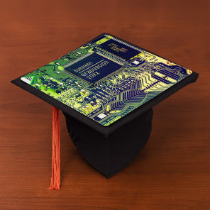 Green printed circuit board • Geek electronic PCB  Graduation Cap Topper