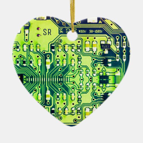 Green printed circuit board Geek PCB Personalized  Ceramic Ornament