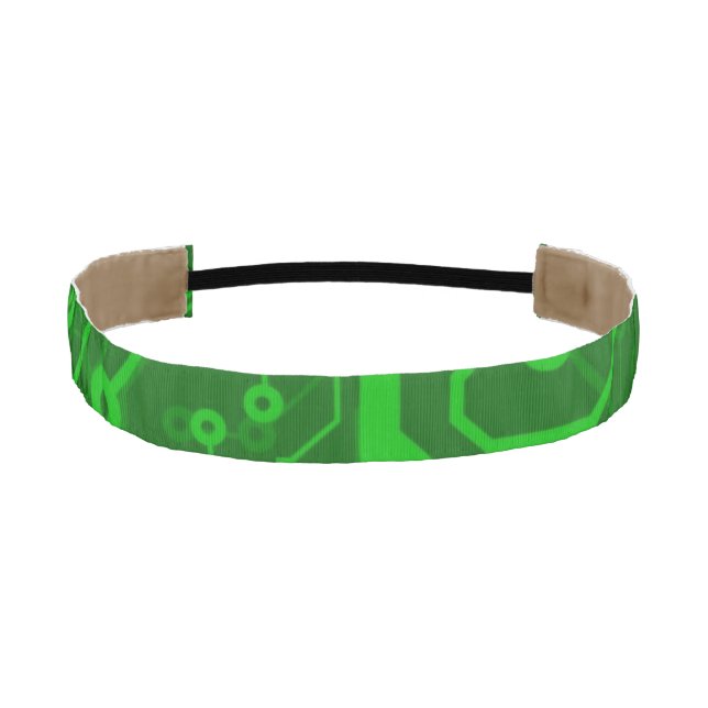 Green Printed Circuit Board Pattern Athletic Headband (Front)