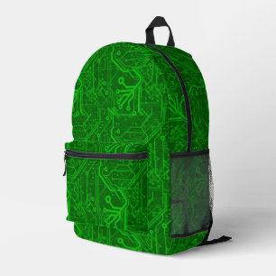 Green Printed Circuit Board Pattern Backpack